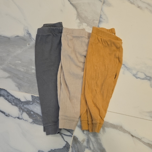 Set Of 3 Cloud Island Kids Ribbed Jogger Pants - Gray, Cream, and Tan, GUC - Picture 1 of 5